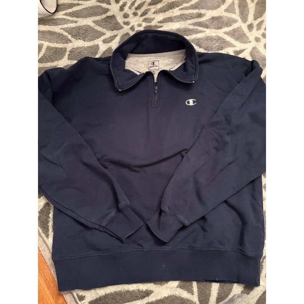 Navy Blue Champion Quarter Zip Pullover Sweatshirt